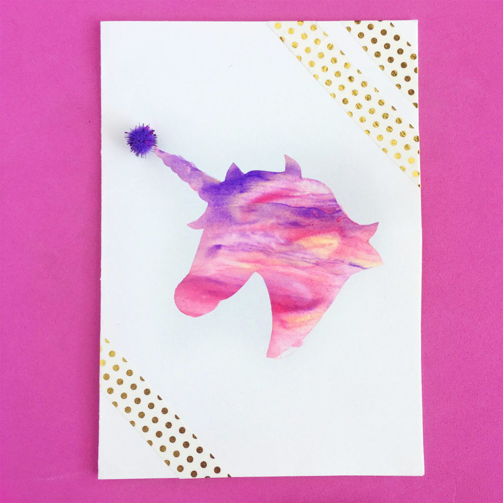 Finished Unicorn Card - Party pom pom