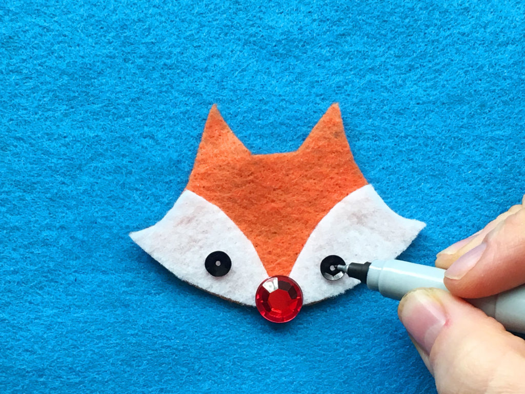 Foxy Rudolph Softie mark out eyes