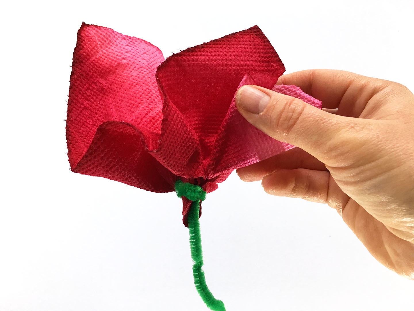Poinsettia craft for kids twist pipe cleaners