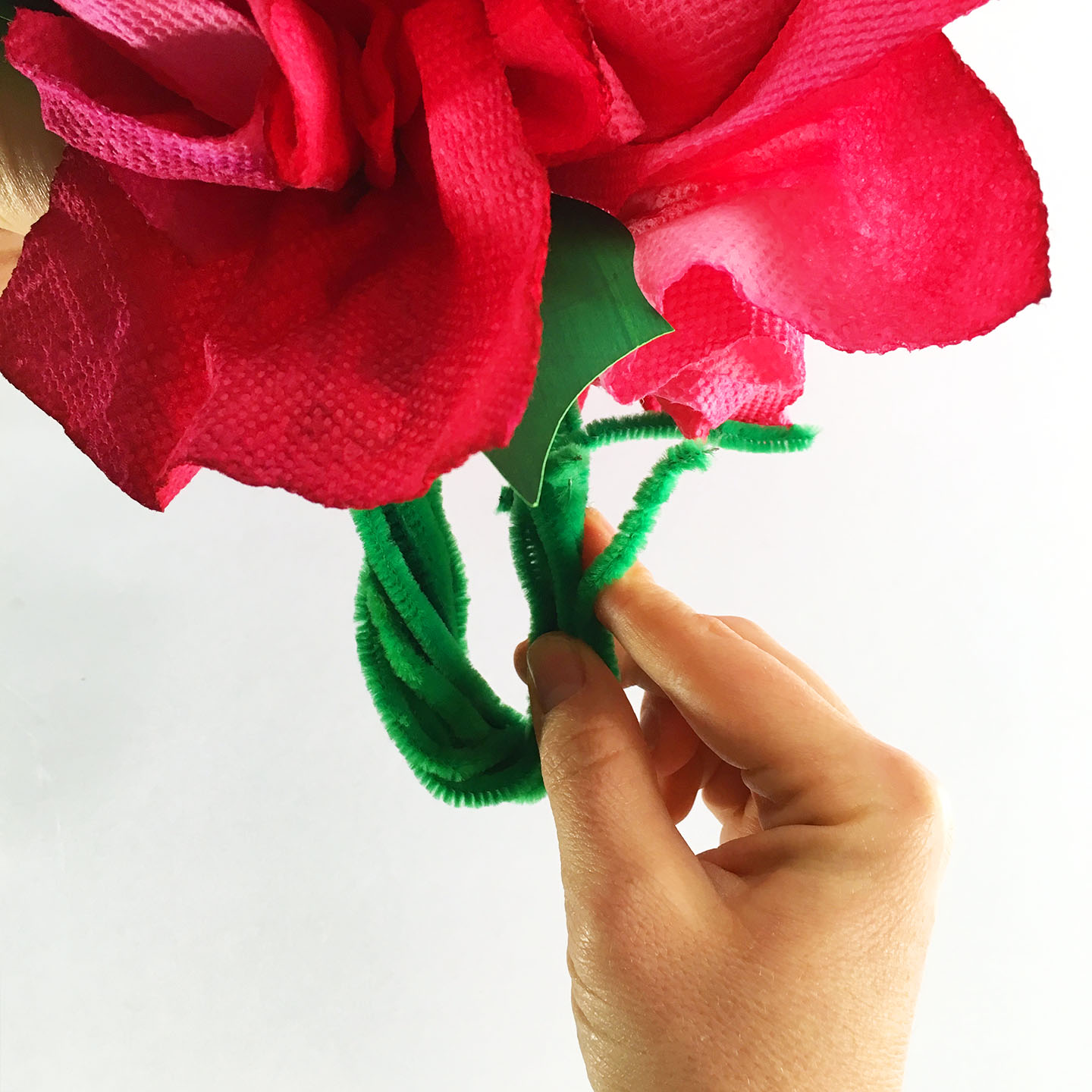 Poinsettia craft for kids twist stems up