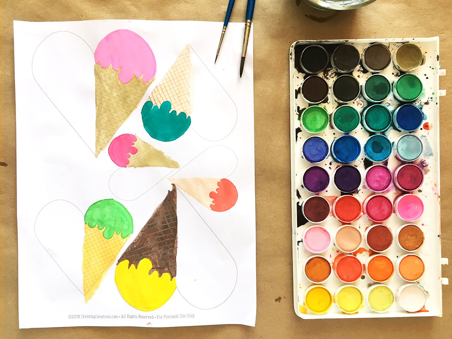 ice cream card color cone