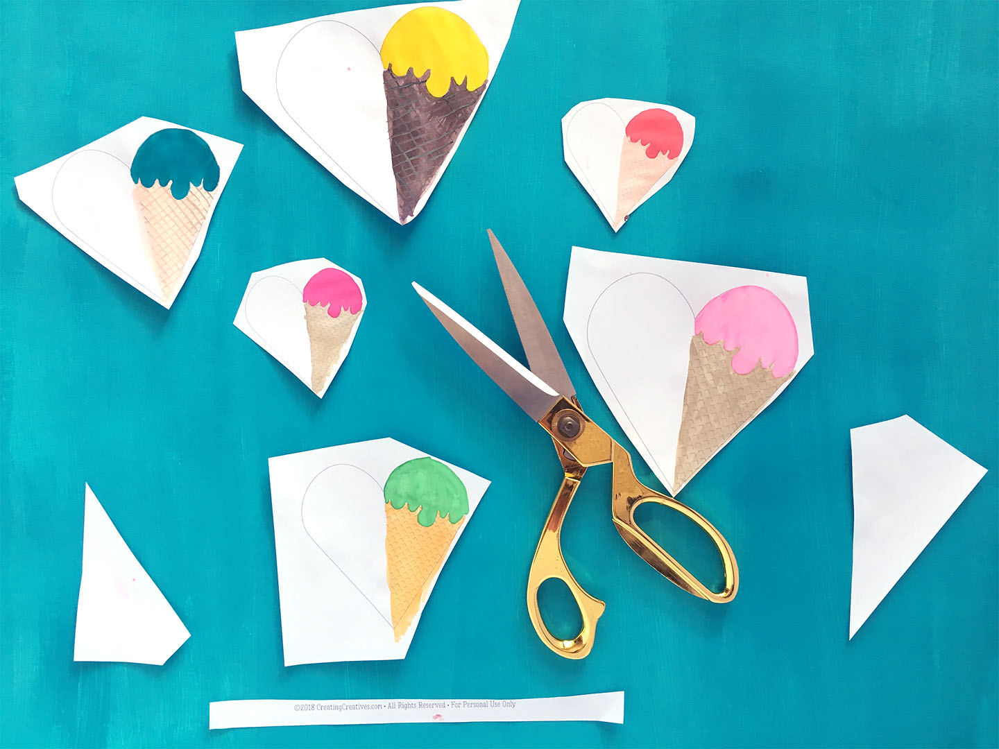 ice cream card cut out