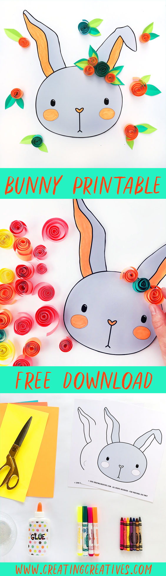 Free Bunny Printable to Color and Decorate