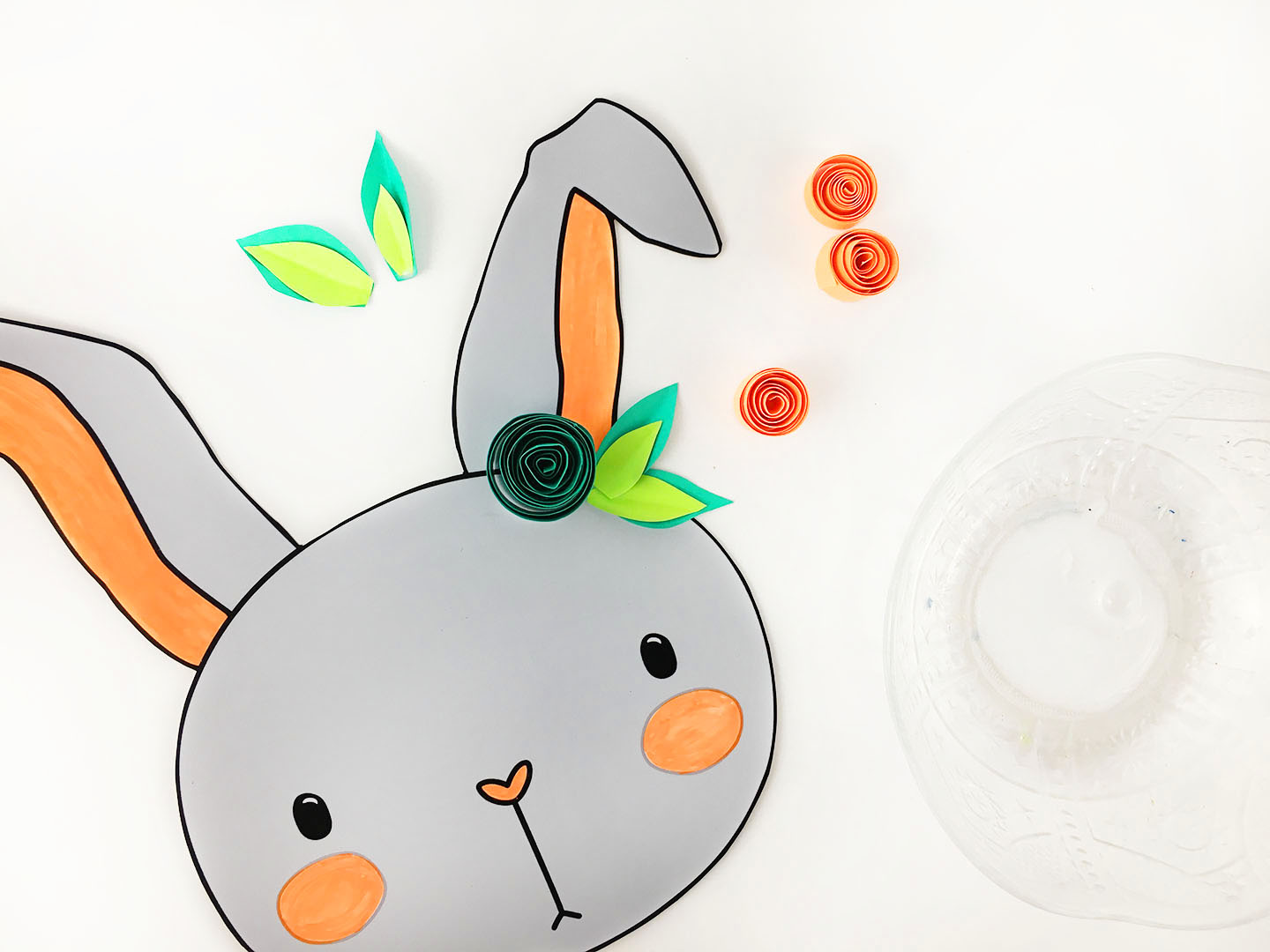 Bunny Printable glue leaves first