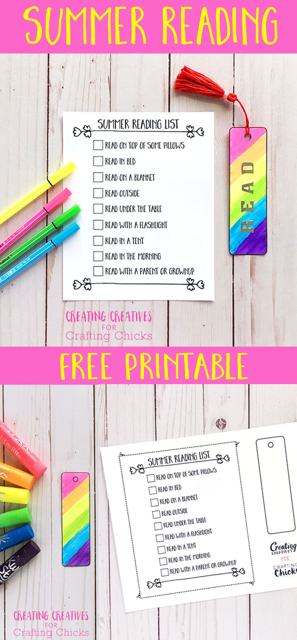 DIY Tassel Bookmark | Printable Bookmark and Kids Summer Reading List #kidscraft #summerreading #summerprintable