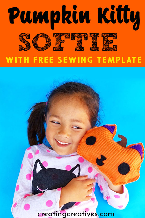 Easy DIY Pumpkin Kitty Softie with Free Template #pumpkinkitty #sewasoftie #kittysoftie