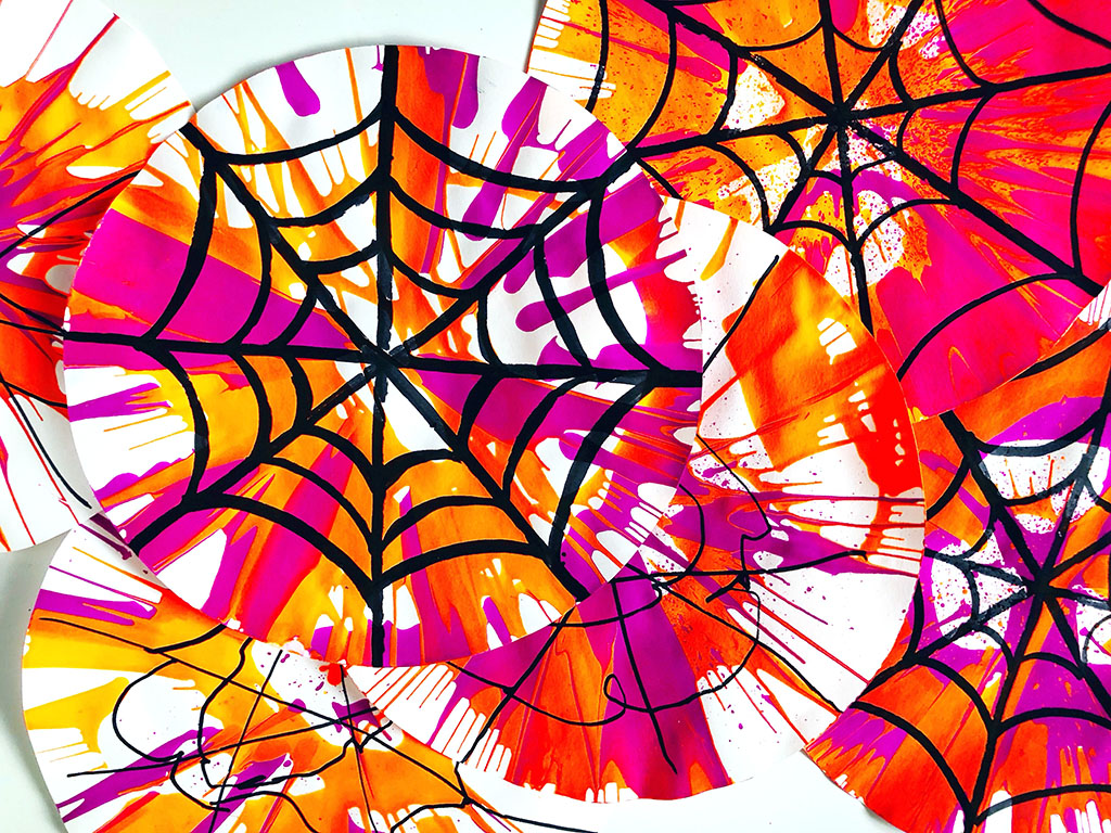 Spider Spin Art draw on webs
