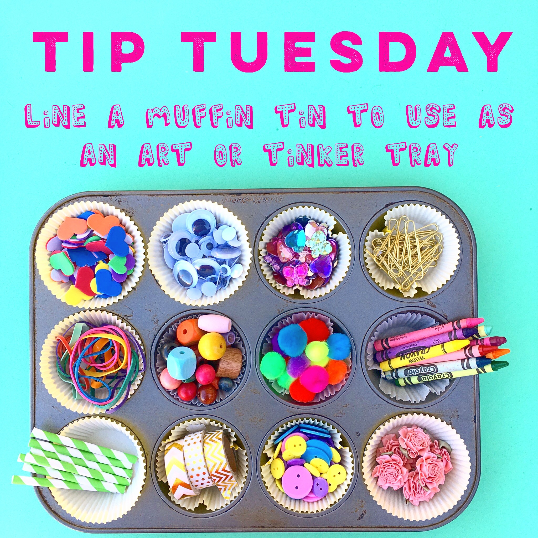 Use muffin tin as a art or tinker tray, craft tip
