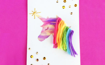 Finished Marbled Paper Unicorn Stencil Card