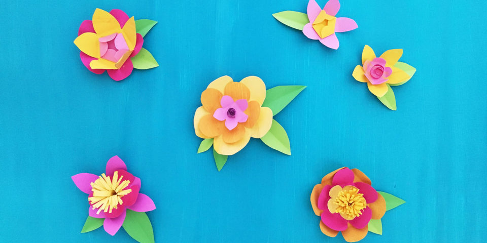 paper flowers from kids art work cover