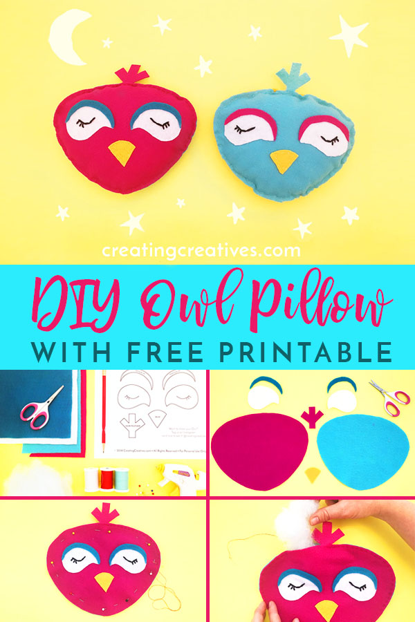 DIY Felt Owl Pillow with Free Pattern #feltowl #owlpillow #kidssew #sewasoftie