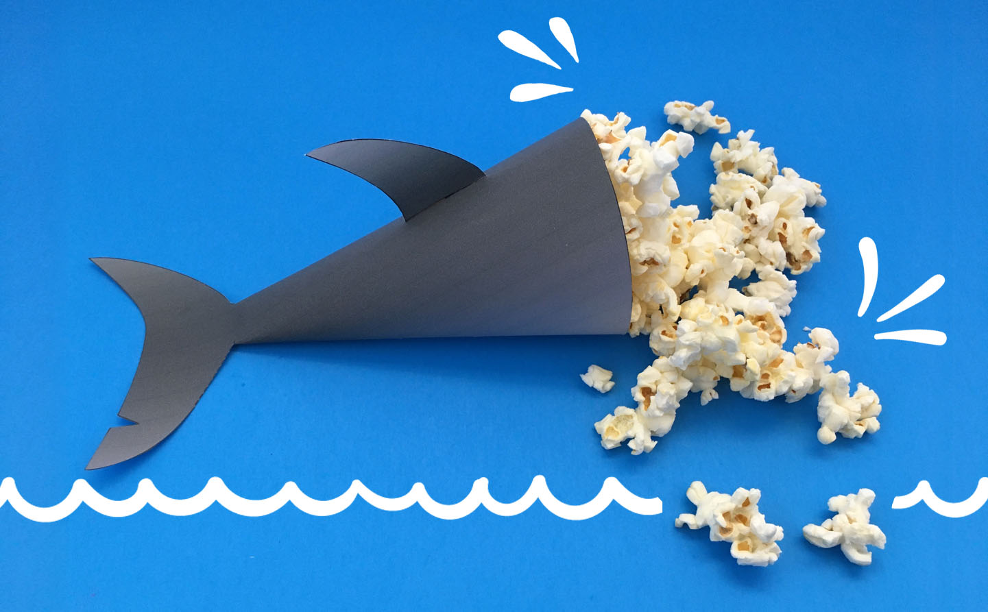 Shark Party Printable Popcorn Holder #popcornholder #sharkweek #sharkparty #sharkcraft